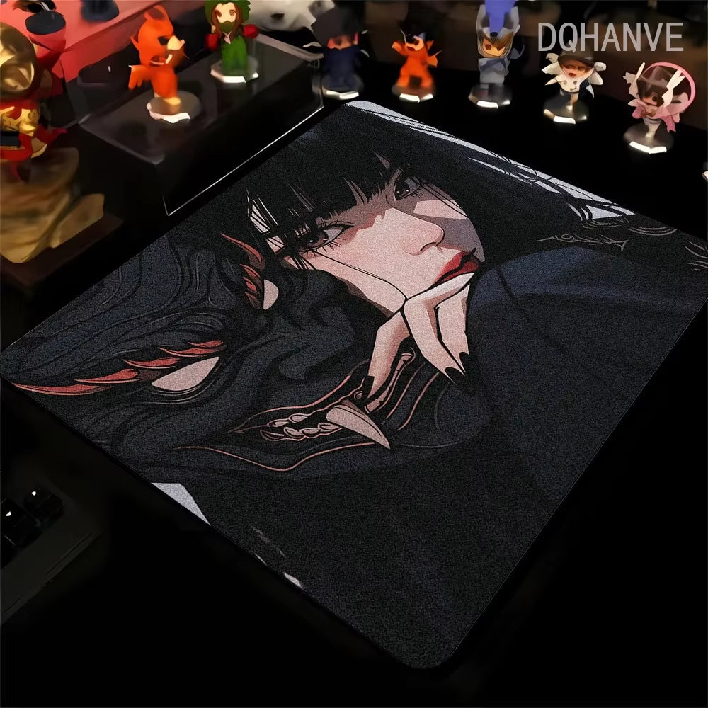 Large Gaming Mousepad Oni Mask Girl Mouse Pad Gamer Speed Keyboard Pads Laptop Carpet Ultra Fine Surface Large Mouse Mat 40X45