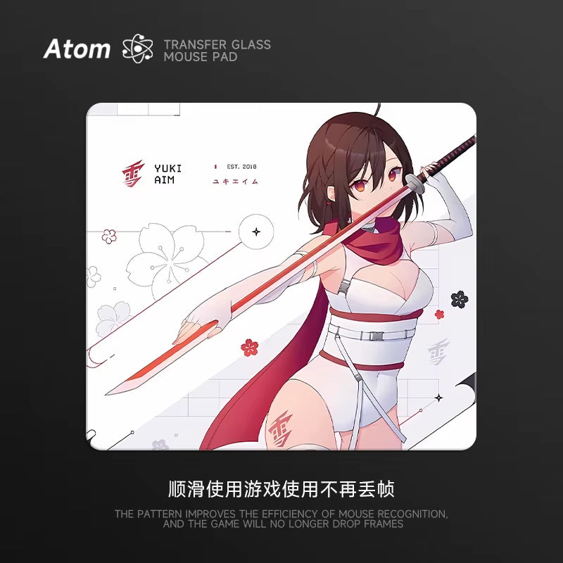 ATOM Glass Gaming Mouse PaD Glass Customized Upgraded Smooth Mousepad FPS Esports Game Desk Mat PC Accessories