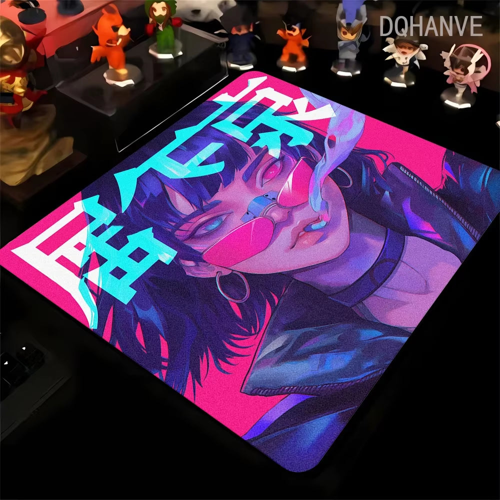 Large Gaming Mousepad Oni Mask Girl Mouse Pad Gamer Speed Keyboard Pads Laptop Carpet Ultra Fine Surface Large Mouse Mat 40X45