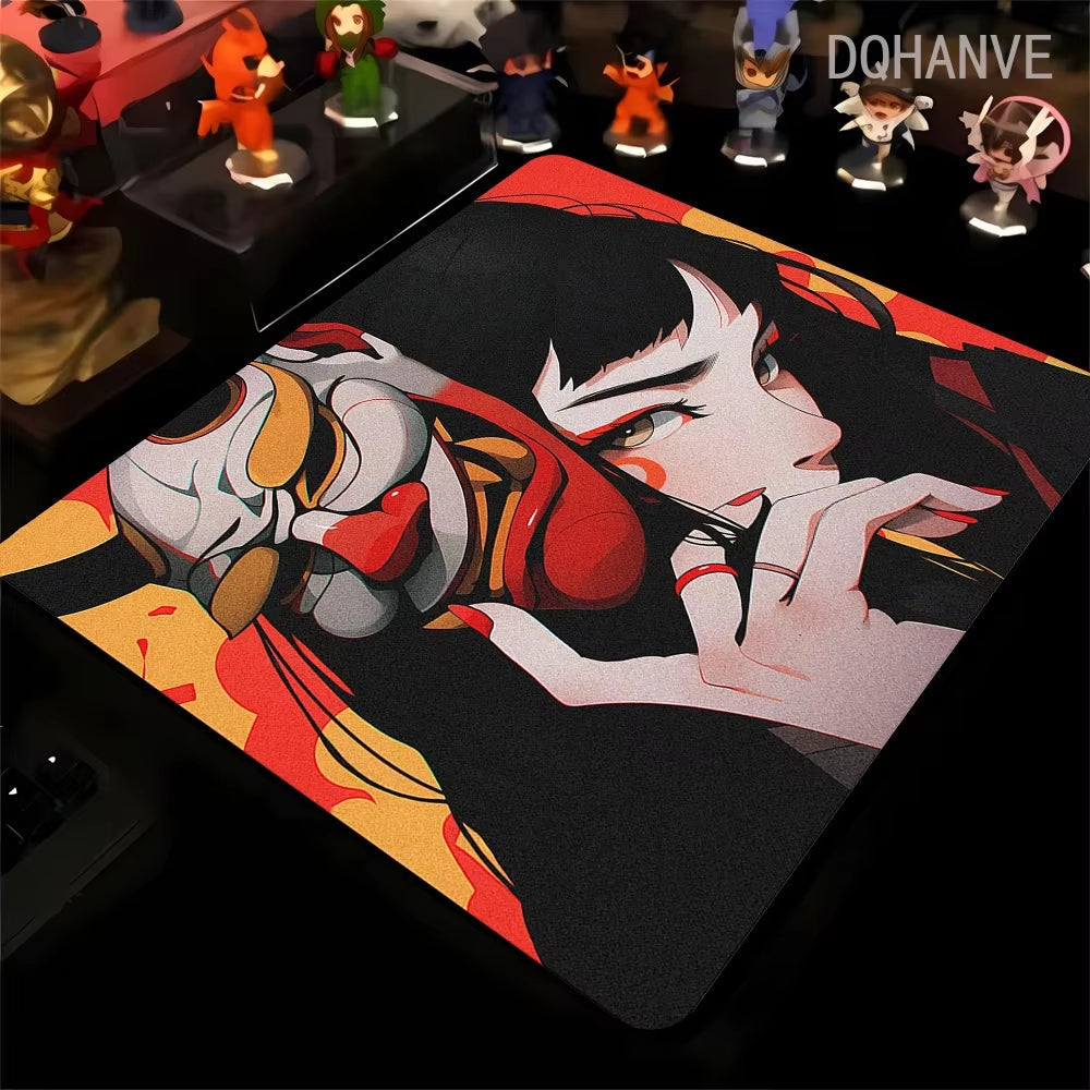 Large Gaming Mousepad Oni Mask Girl Mouse Pad Gamer Speed Keyboard Pads Laptop Carpet Ultra Fine Surface Large Mouse Mat 40X45