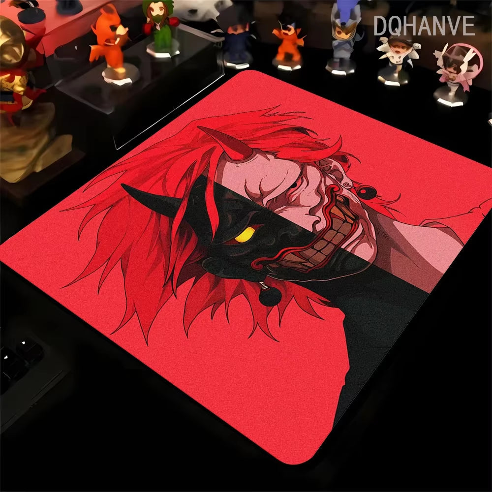Large Gaming Mousepad Oni Mask Girl Mouse Pad Gamer Speed Keyboard Pads Laptop Carpet Ultra Fine Surface Large Mouse Mat 40X45