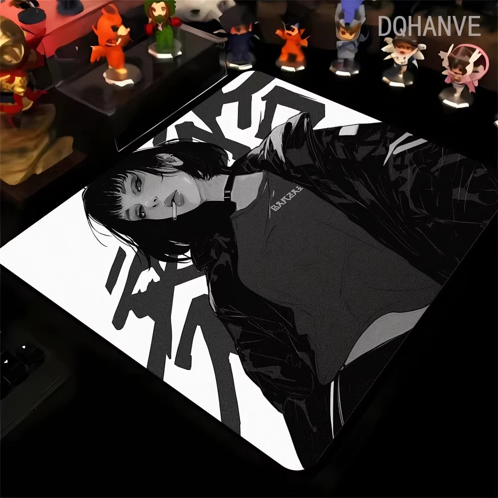 Large Gaming Mousepad Oni Mask Girl Mouse Pad Gamer Speed Keyboard Pads Laptop Carpet Ultra Fine Surface Large Mouse Mat 40X45