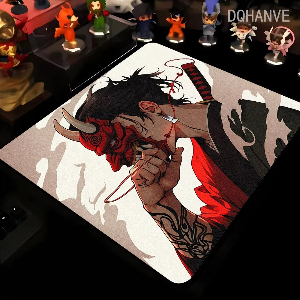 Large Gaming Mousepad Oni Mask Girl Mouse Pad Gamer Speed Keyboard Pads Laptop Carpet Ultra Fine Surface Large Mouse Mat 40X45
