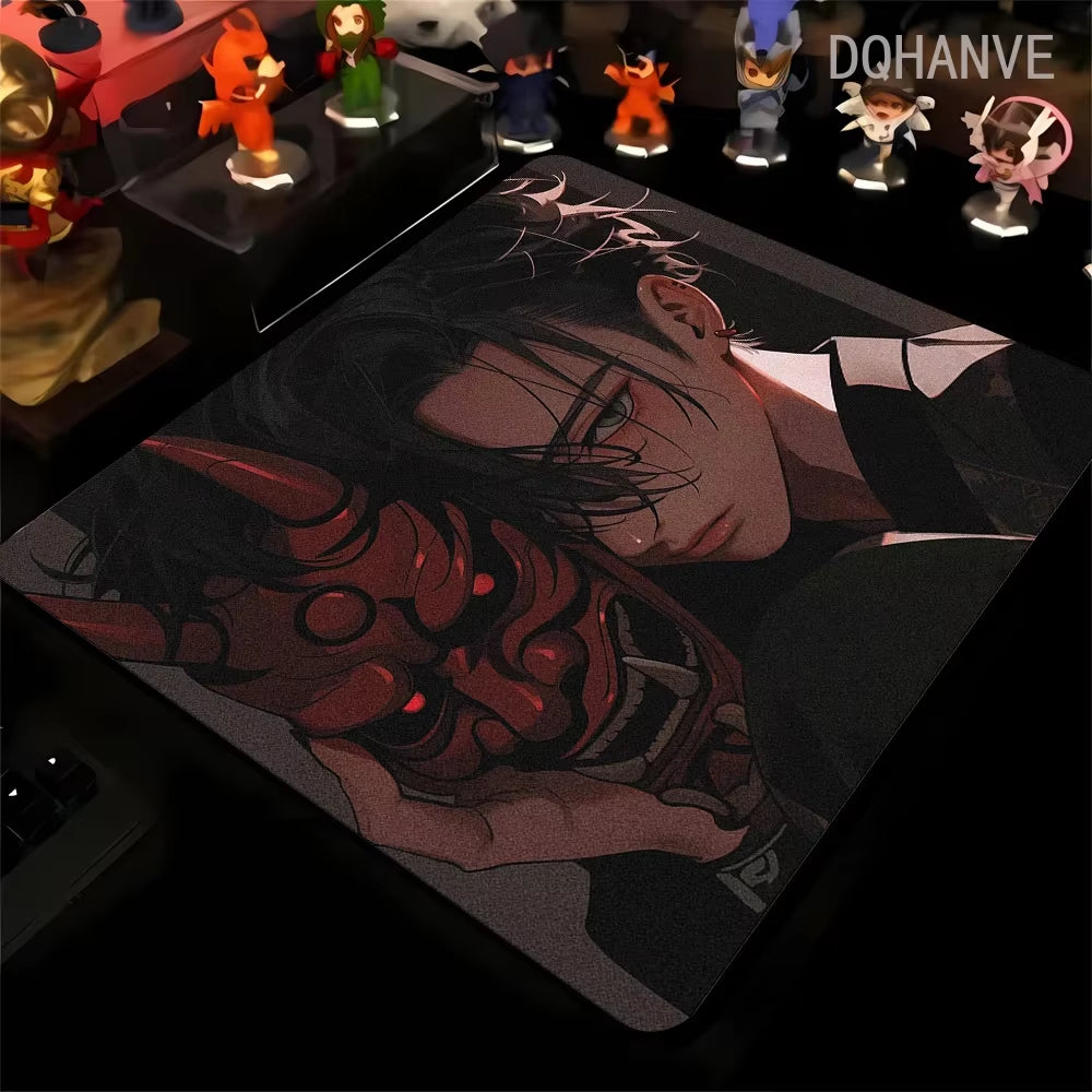 Large Gaming Mousepad Oni Mask Girl Mouse Pad Gamer Speed Keyboard Pads Laptop Carpet Ultra Fine Surface Large Mouse Mat 40X45