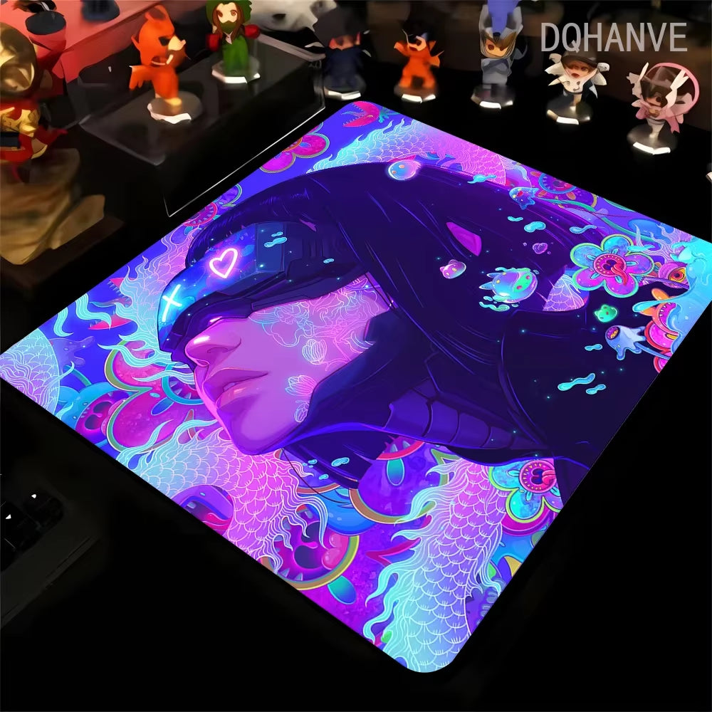 Large Gaming Mousepad Oni Mask Girl Mouse Pad Gamer Speed Keyboard Pads Laptop Carpet Ultra Fine Surface Large Mouse Mat 40X45