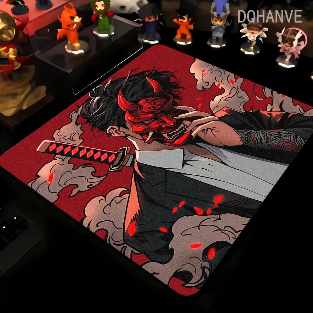 Large Gaming Mousepad Oni Mask Girl Mouse Pad Gamer Speed Keyboard Pads Laptop Carpet Ultra Fine Surface Large Mouse Mat 40X45