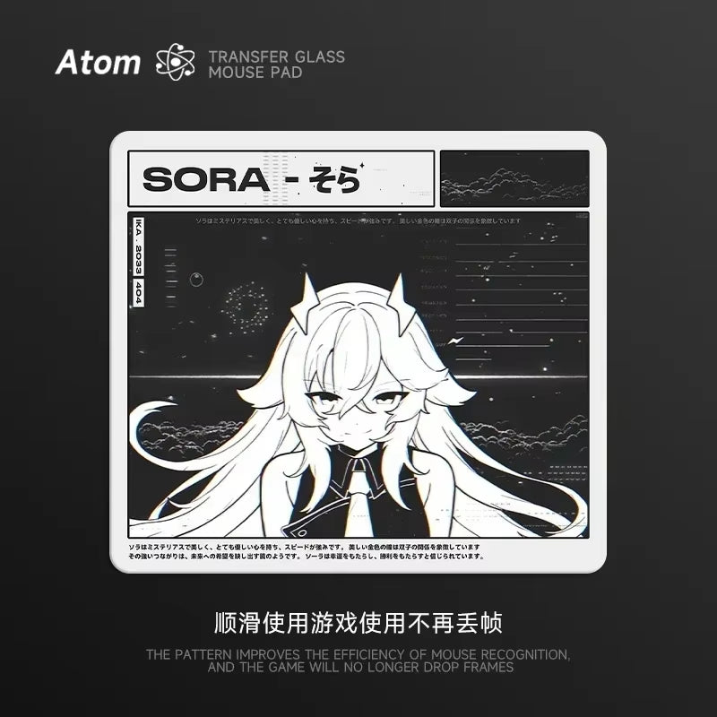 ATOM Glass Gaming Mouse PaD Glass Customized Upgraded Smooth Mousepad FPS Esports Game Desk Mat PC Accessories