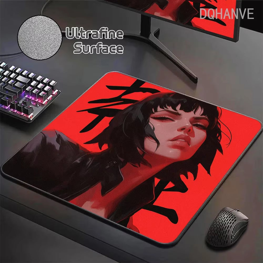 Large Gaming Mousepad Oni Mask Girl Mouse Pad Gamer Speed Keyboard Pads Laptop Carpet Ultra Fine Surface Large Mouse Mat 40X45